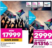 Samsung 75"(190cm) Crystal UHD 4K TV CU7000