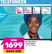 Telefunken 32"(81cm) HD LED TV TLEDD-32HD