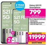 2 x Samsung Galaxy S21 FE Smartphone-On 1.2GB Red Top Up Core More Data