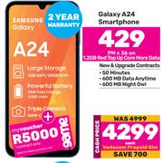 Samsung Galaxy A24 Smartphone-On 1.2GB Red Top Up Core More Data