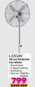Logik 40cm Pedestal Fan (White)