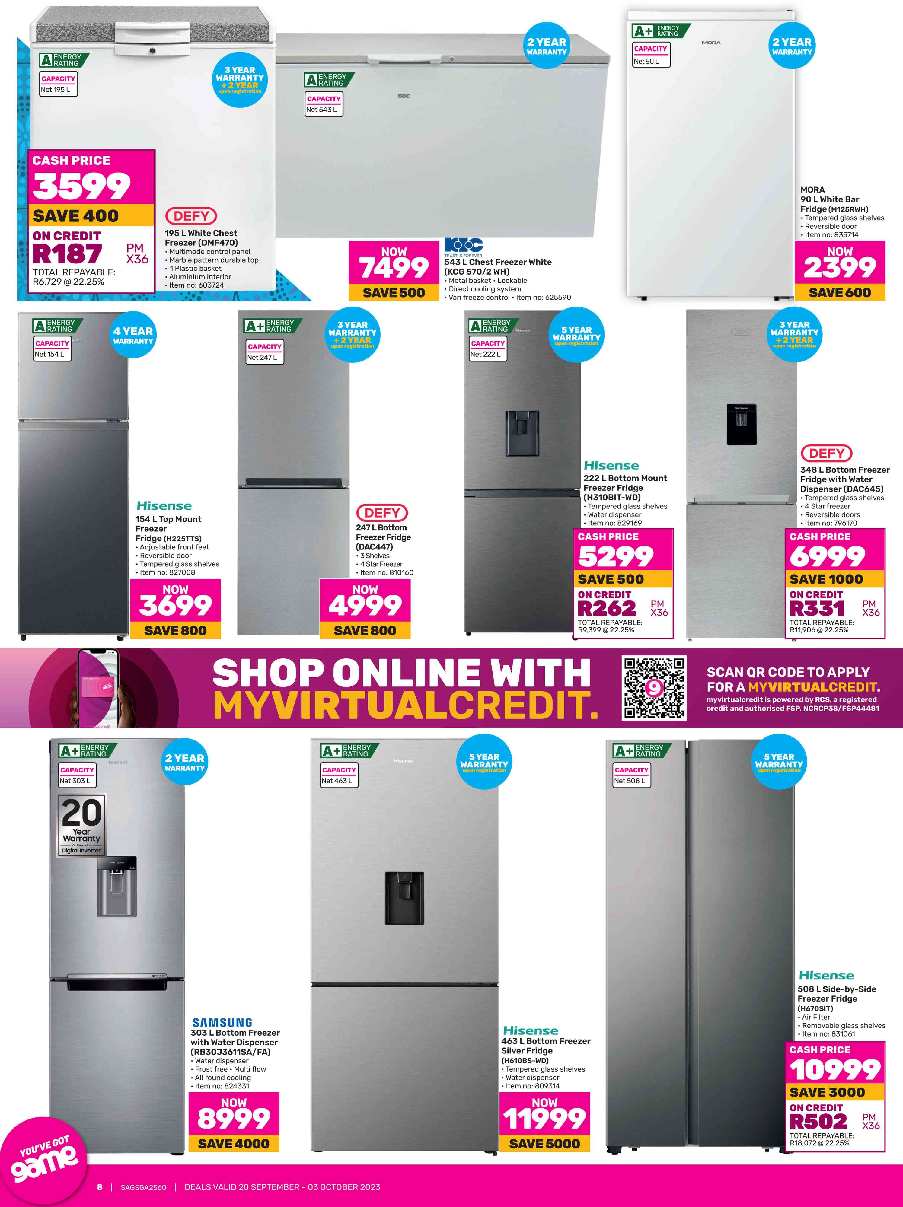 Special Mora 90Ltr White Bar Fridge M125RWH Www guzzle co za