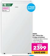 Mora 90Ltr White Bar Fridge M125RWH