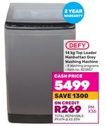 Defy 14Kg Top Loader Manhattan Grey Washing Machine