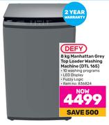 Defy 8Kg Manhattan Grey Top Loader Washing Machine DTL 165