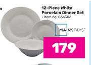 Mainstays 12 Piece White Porcelain Dinner Set