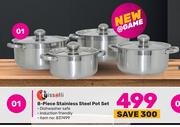 Tissolli 8 Piece Stainless Steel Pot Set