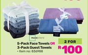 Mainstays 5 pack Face Towels Or 3 Pack Guest Towels-For 2