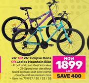 Raleigh 24" Or 26" Eclipse Mens Or Ladies Mountain Bike-Each
