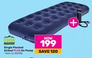 Campmaster Single Flocked Airbed Plus Air Pump