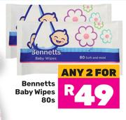 Bennetts Baby Wipes-For 2 x 80s