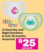 Little One 2 Pack Day & Night Soothers 0-6/6-18 Months Assorted-Per Pack