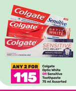 Colgate Optic White Or Sensitive Toothpaste Assorted-For 2 x 75ml