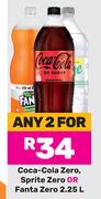 Coca Cola Zero, Sprite Zero Or Fanta Zero-For 2 x 2.25L