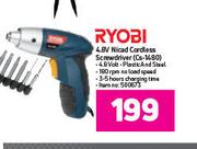 Ryobi 4.8V Nical Cordless Screwdriver CS-1480