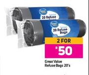 Great Value Refuse Bags-For 2 x 20's