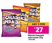 Willards Cheasnaks Maize Snacks Assorted-For Any 3 x 135g