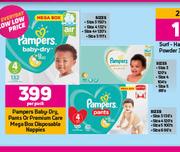 Pampers Baby Dry, Pants Or Premium Care Mega Box Disposable Nappies-Per Pack