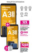 2 x Samsung Galaxy A3 Core 4G Smartphone- On Red Flexi 124 (24 Months)
