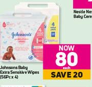 Johnsons Baby Extra Sensitive Wipes-(56pc x 4) Each