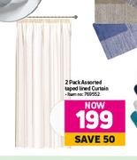 2 Pack Assorted Taped Lined Curtain