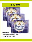 Baby Soft Supreme Quilts 2 Ply Toilet Tissue-For 3 x 12's