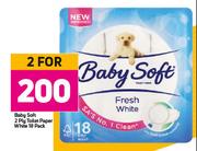 Baby Soft 2 Ply Toilet paper White 18's Pack-For 2