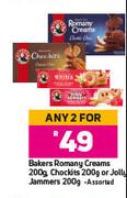 Bakers Romany Creams 200g, Chockits 200g Or Jolly Jammers 200g-For Any 2