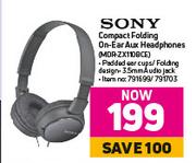 Sony Compact Folding On Ear Aux Headphones
