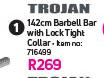 Trojan 142cm Barbell Bar With Lock Tight Collar
