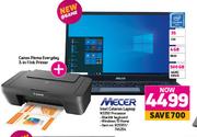 Mecer Intel Celeron Laptop N3350 Processor + Canon Pixma Everyday 3 In 1 Ink Printer