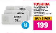 Toshiba Kioxia 32GB USB 2.0 (Assorted Colours)-For 3