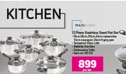 Mainstays 12 Piece Stainless Steel Pot Set-Per Set