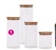 4 Pack Glass Canister Set With Bamboo Lids