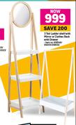 3 Tier Ladder Shelf With Mirror Or Clothes Rack With Drawer