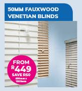 50MM Fauxwood Venetian Blinds 600mm x 1000mm
