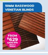 50MM Basswood Venetian Blinds 600mm x 1000mm