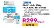 USN Diet Protein 900g + CLA 1000 45s Combo-Per Pack