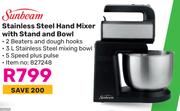 Sunbeam Stainless Steel Hand Mixer With Stand And Bowl