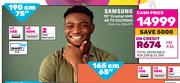 Samsung 75" (190cm) Crystal UHD 4K TV CU7000