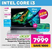 Acer Aspire A315 i3 Laptop Plus Kaspersky Total Security Bundle Card