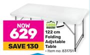Campmaster 122cm Folding Adjustable Table