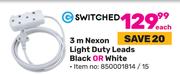 Switched 5m Nexon Light Duty Lead Black Or White-Each