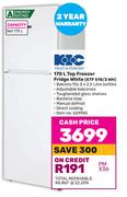 KIC 170L Top Freezer Fridge White KTF 518/2 WH