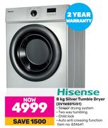 Hisense 8Kg Silver Tumble Dryer DV1W801US1