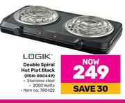Logik Double Spiral Hot Plate Black RSH-080449