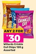 Willards Crinkle Cut Chips Assorted-For Any 2 x 120g
