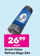Great Value Refuse Bags-20s Each