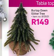 Table Top Burlap Down Glitter Tree