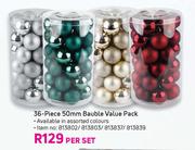 36 Piece 50mm Bauble Value Pack-Per Set